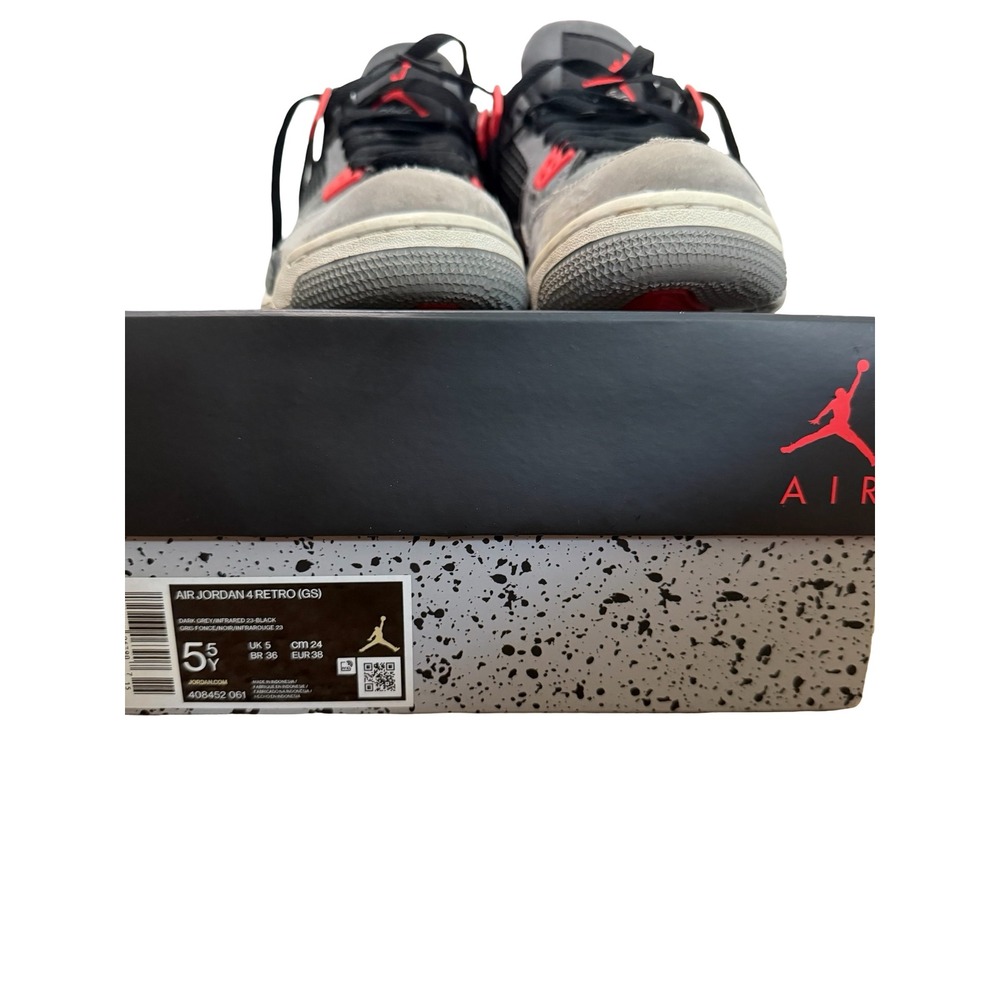Nike Air Jordan 4 Retro Infrared Dark Grey‎ Cement Black 5.5Y - Picture 9 of 9